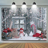 Lofaris Glitter Point Red Socks White Snowflake Winter Backdrop